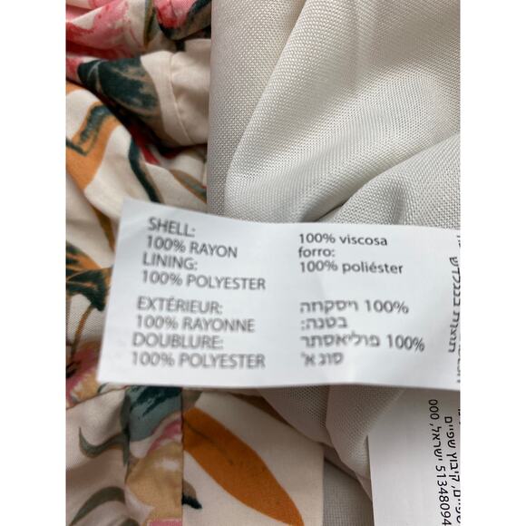 Dex Floral Hawaiian Print Midi Skirt Women XL Cream Red Ruffle Cottagecore Boho - Picture 7 of 11